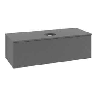 V&B Waschtischunterschrank mit Frontstruktur Antao 120x36x50cm, WBP Lac, Anthrac. m Lac