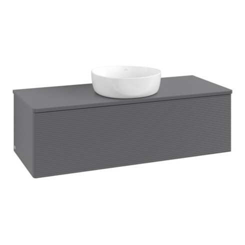 V&B Waschtischunterschrank mit Frontstruktur Antao 120x36x50cm, WBP Lac, Anthrac. m Lac