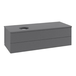 V&B Waschtischunterschrank mit Frontstruktur Antao 120x36x50cm, WBP Lac, Anthrac. m Lac