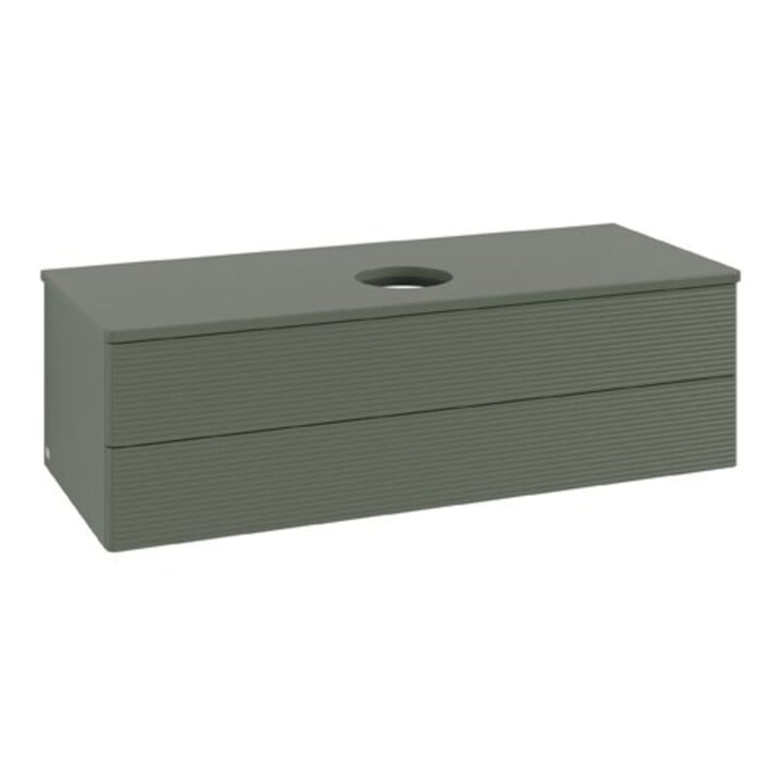 V&B Waschtischunterschrank mit Frontstruktur Antao 120x36x50cm, WBP Lac, lea gre. m Lac