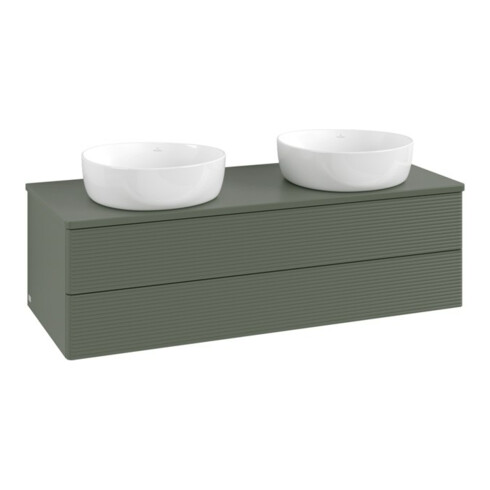 V&B Waschtischunterschrank mit Frontstruktur Antao 120x36x50cm, WBP Lac, lea gre. m Lac