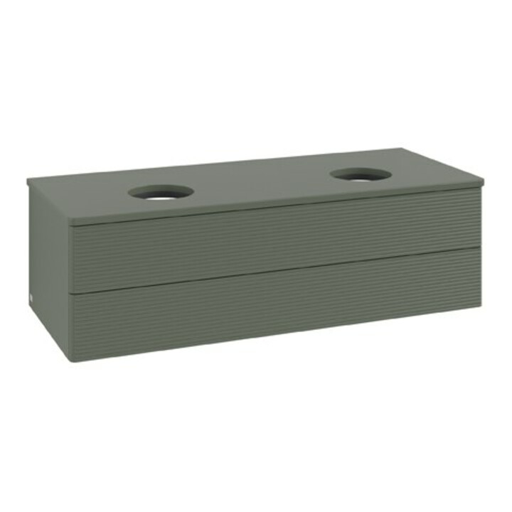 V&B Waschtischunterschrank mit Frontstruktur Antao 120x36x50cm, WBP Lac, lea gre. m Lac