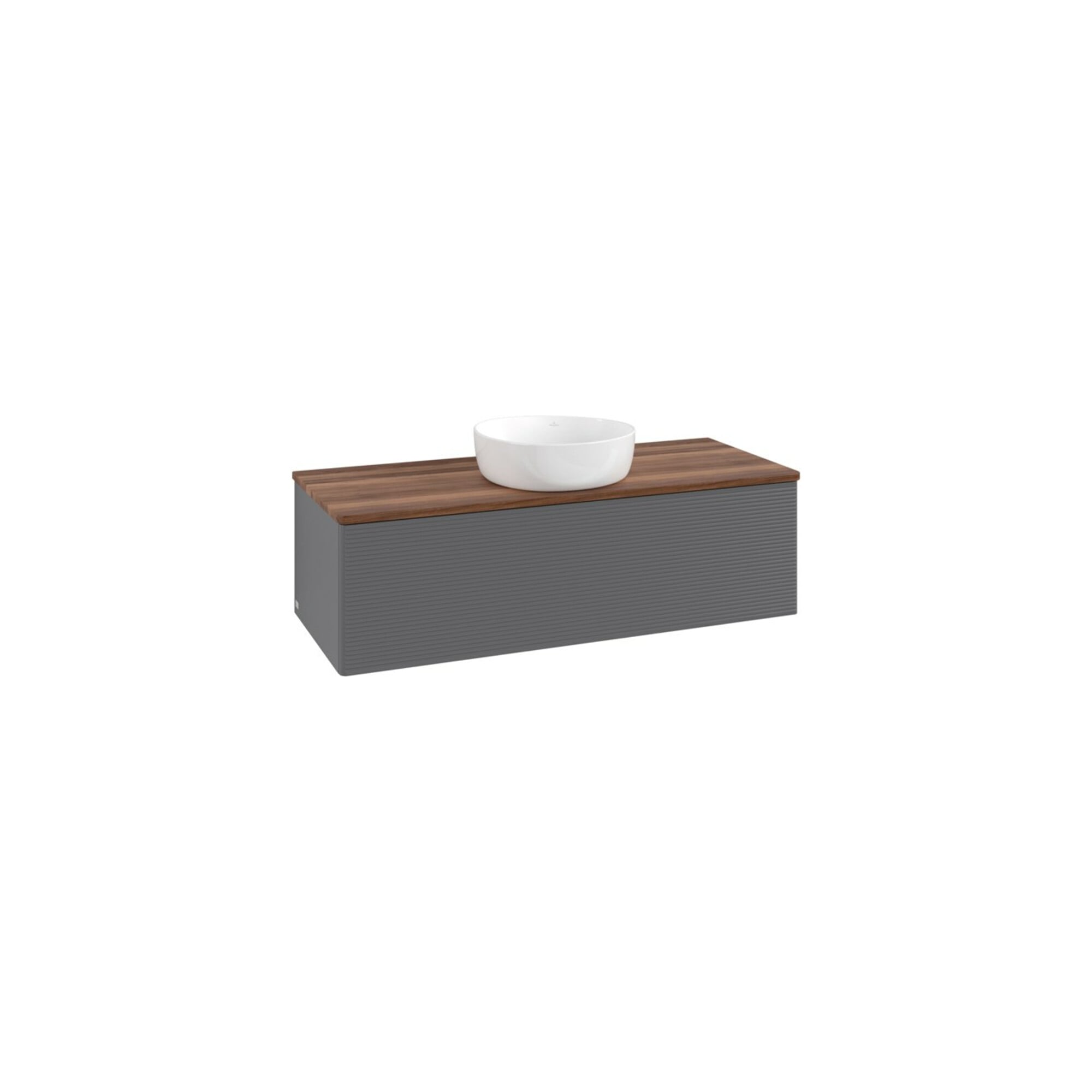 V&B Waschtischunterschrank mit Frontstruktur Antao 120x36x50cm, WBP w. wal, Anthrac. m Lac ; Villeroy & Boch