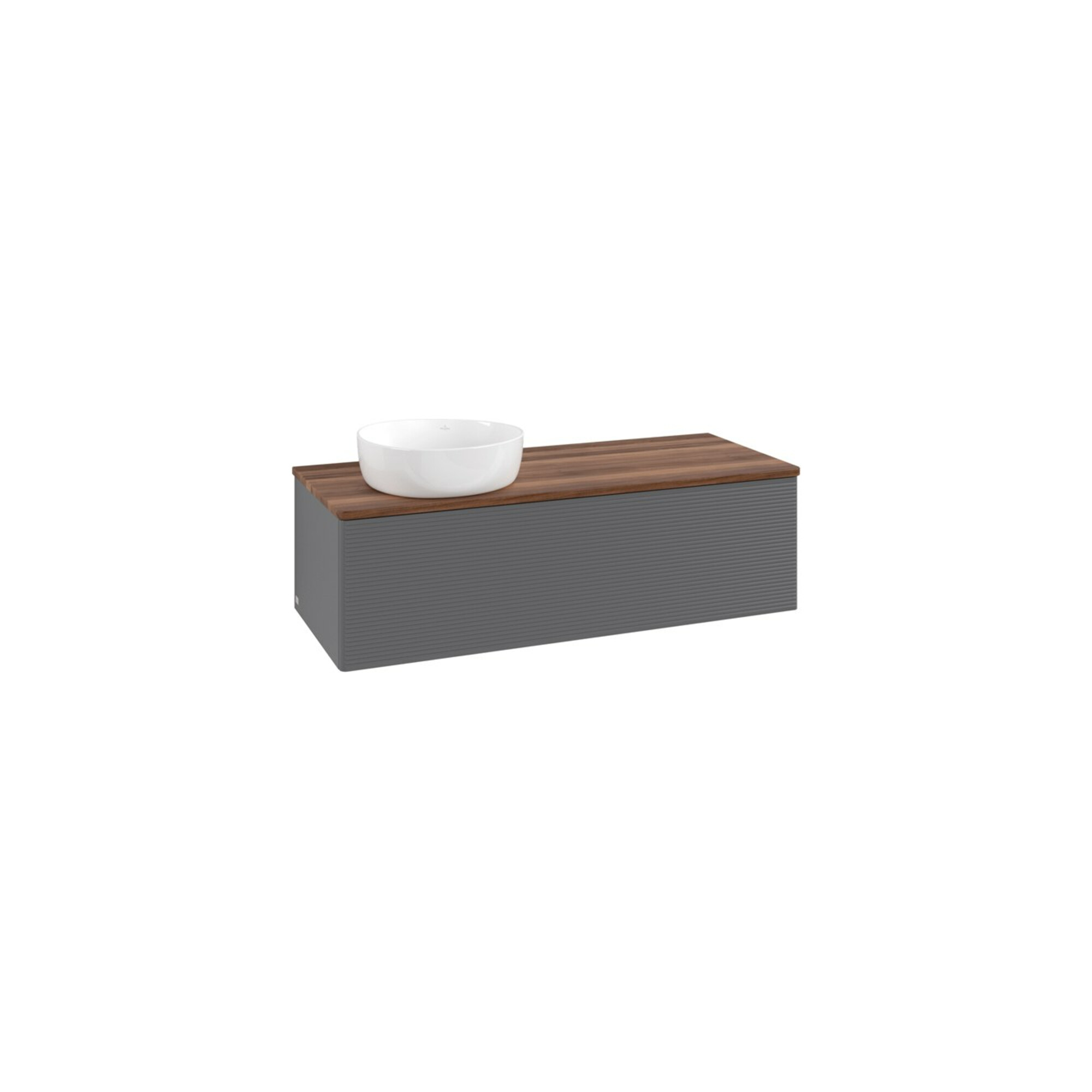 V&B Waschtischunterschrank mit Frontstruktur Antao 120x36x50cm, WBP w. wal, Anthrac. m Lac ; Villeroy & Boch