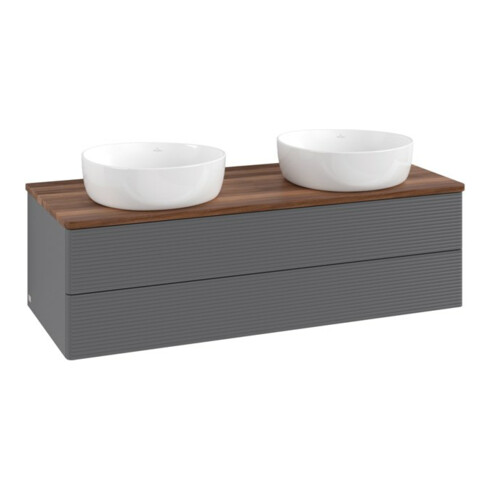 V&B Waschtischunterschrank mit Frontstruktur Antao 120x36x50cm, WBP w. wal, Anthrac. m Lac