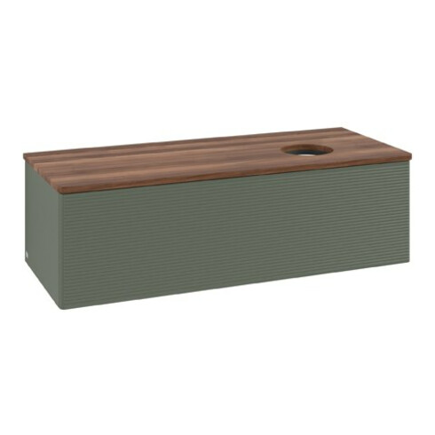 V&B Waschtischunterschrank mit Frontstruktur Antao 120x36x50cm, WBP w. wal, lea gre. m Lac
