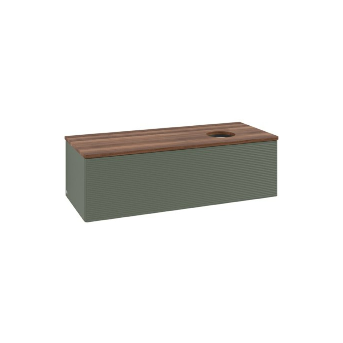 V&B Waschtischunterschrank mit Frontstruktur Antao 120x36x50cm, WBP w. wal, lea gre. m Lac