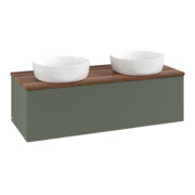 V&B Waschtischunterschrank mit Frontstruktur Antao 120x36x50cm, WBP w. wal, lea gre. m Lac