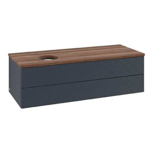 V&B Waschtischunterschrank mit Frontstruktur Antao 120x36x50cm, WBP w. wal, md bl. m Lac