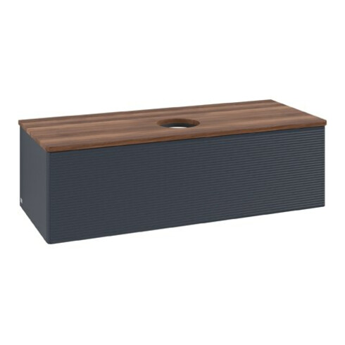 V&B Waschtischunterschrank mit Frontstruktur Antao 120x36x50cm, WBP w. wal, md bl. m Lac