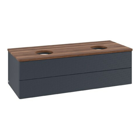 V&B Waschtischunterschrank mit Frontstruktur Antao 120x36x50cm, WBP w. wal, md bl. m Lac