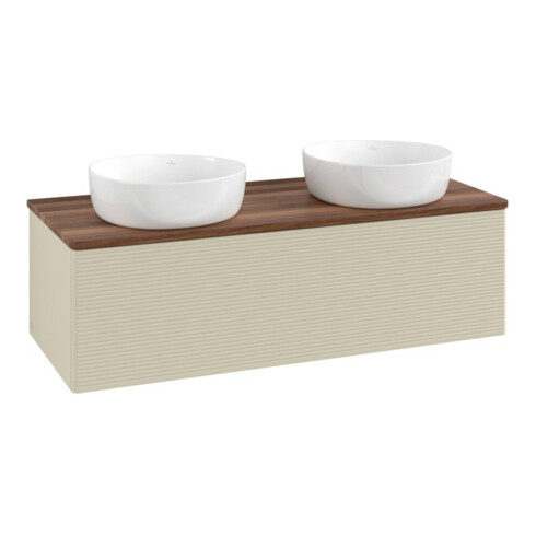 V&B Waschtischunterschrank mit Frontstruktur Antao 120x36x50cm, WBP w. wal, si Gr m Lac
