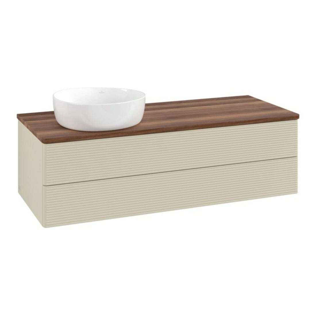 V&B Waschtischunterschrank mit Frontstruktur Antao 120x36x50cm, WBP w. wal, si Gr m Lac