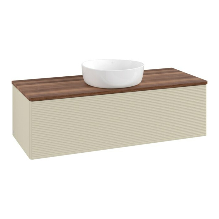 V&B Waschtischunterschrank mit Frontstruktur Antao 120x36x50cm, WBP w. wal, si Gr m Lac