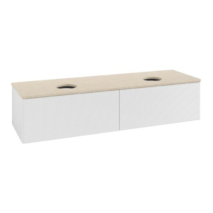 V&B Waschtischunterschrank mit Frontstruktur Antao 160x36x50cm, WBP botti., glo wh. Lac