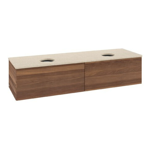 V&B Waschtischunterschrank mit Frontstruktur Antao 160x36x50cm, WBP-farbe botti., w. walnut