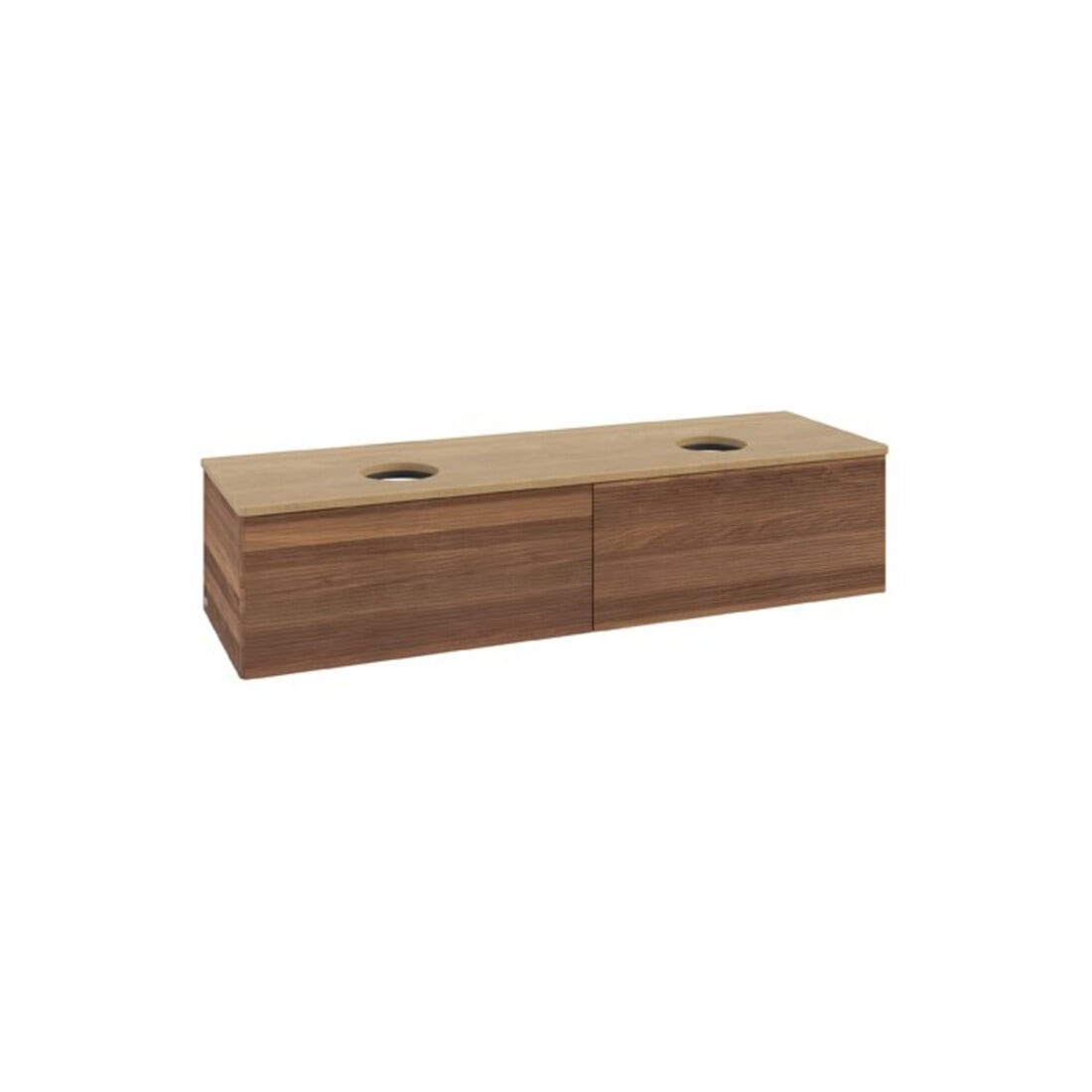 V&B Waschtischunterschrank mit Frontstruktur Antao 160x36x50cm, WBP-farbe hon. Oa, w. wal