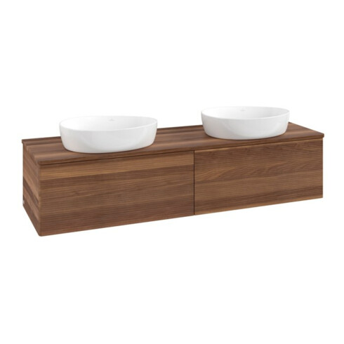 V&B Waschtischunterschrank mit Frontstruktur Antao 160x36x50cm, WBP-farbe w. wal, w. walnut