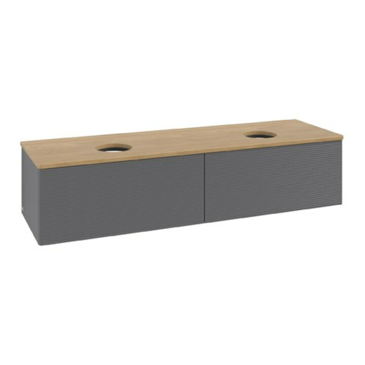 V&B Waschtischunterschrank mit Frontstruktur Antao 160x36x50cm, WBP hon. Oa, Anthrac. m Lac