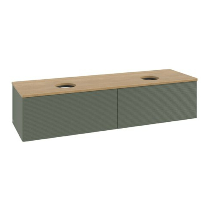 V&B Waschtischunterschrank mit Frontstruktur Antao 160x36x50cm, WBP hon. Oa, lea gre. m Lac