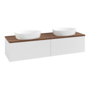 V&B Waschtischunterschrank mit Frontstruktur Antao 160x36x50cm, WBP w. wal, glo wh. Lac