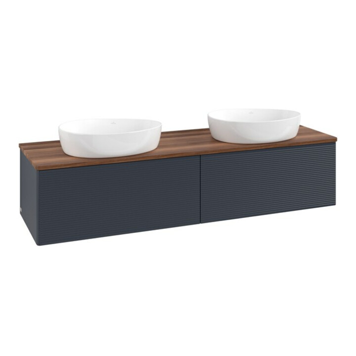 V&B Waschtischunterschrank mit Frontstruktur Antao 160x36x50cm, WBP w. wal, md bl. m Lac