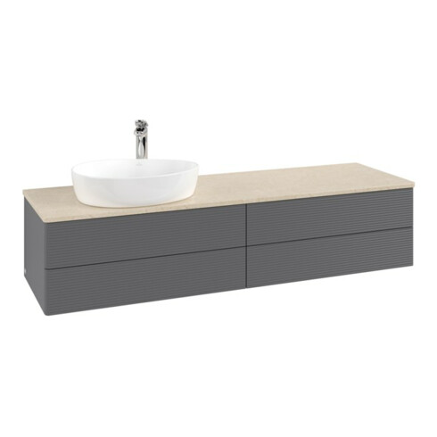 V&B Waschtischunterschrank mit Frontstruktur Antao 160x50cm, HL, WBP botti., Anthrac. m Lac