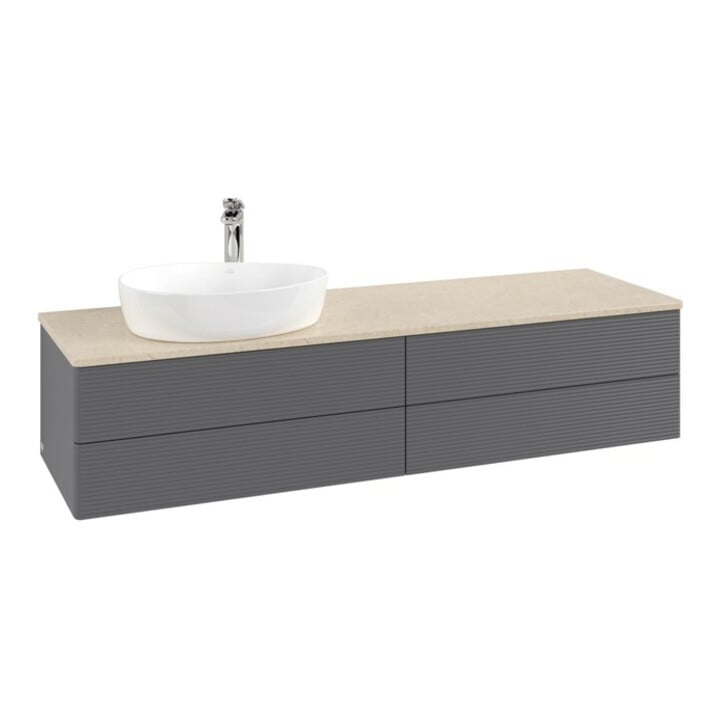 V&B Waschtischunterschrank mit Frontstruktur Antao 160x50cm, HL, WBP botti., Anthrac. m Lac