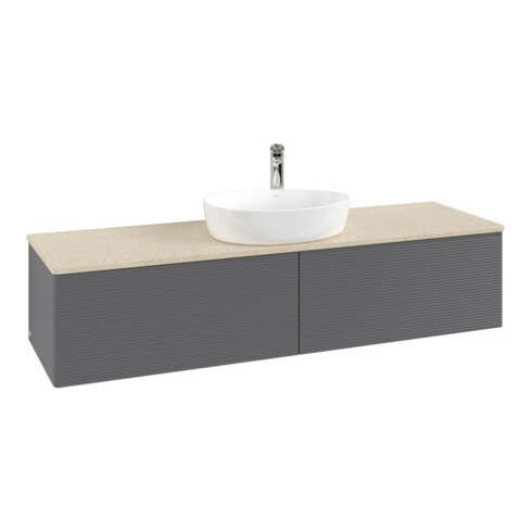 V&B Waschtischunterschrank mit Frontstruktur Antao 160x50cm, HL, WBP botti., Anthrac. m Lac