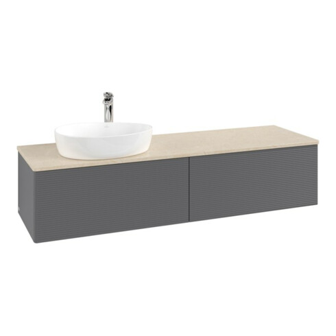 V&B Waschtischunterschrank mit Frontstruktur Antao 160x50cm, HL, WBP botti., Anthrac. m Lac