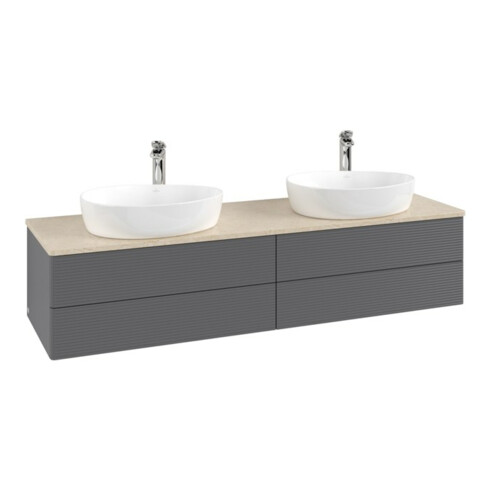 V&B Waschtischunterschrank mit Frontstruktur Antao 160x50cm, HL, WBP botti., Anthrac. m Lac