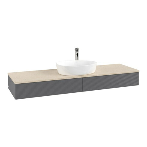 V&B Waschtischunterschrank mit Frontstruktur Antao 160x50cm, HL, WBP botti., Anthrac. m Lac