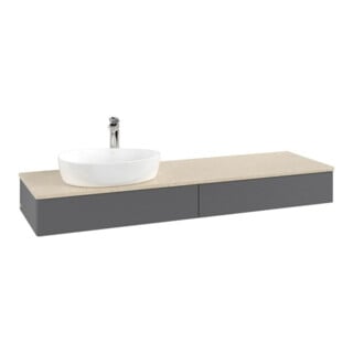 V&B Waschtischunterschrank mit Frontstruktur Antao 160x50cm, HL, WBP botti., Anthrac. m Lac