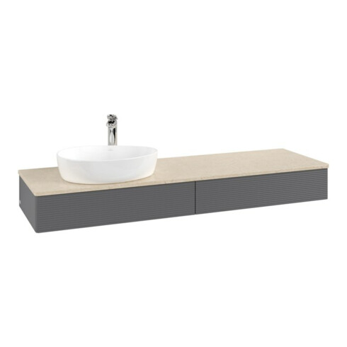 V&B Waschtischunterschrank mit Frontstruktur Antao 160x50cm, HL, WBP botti., Anthrac. m Lac