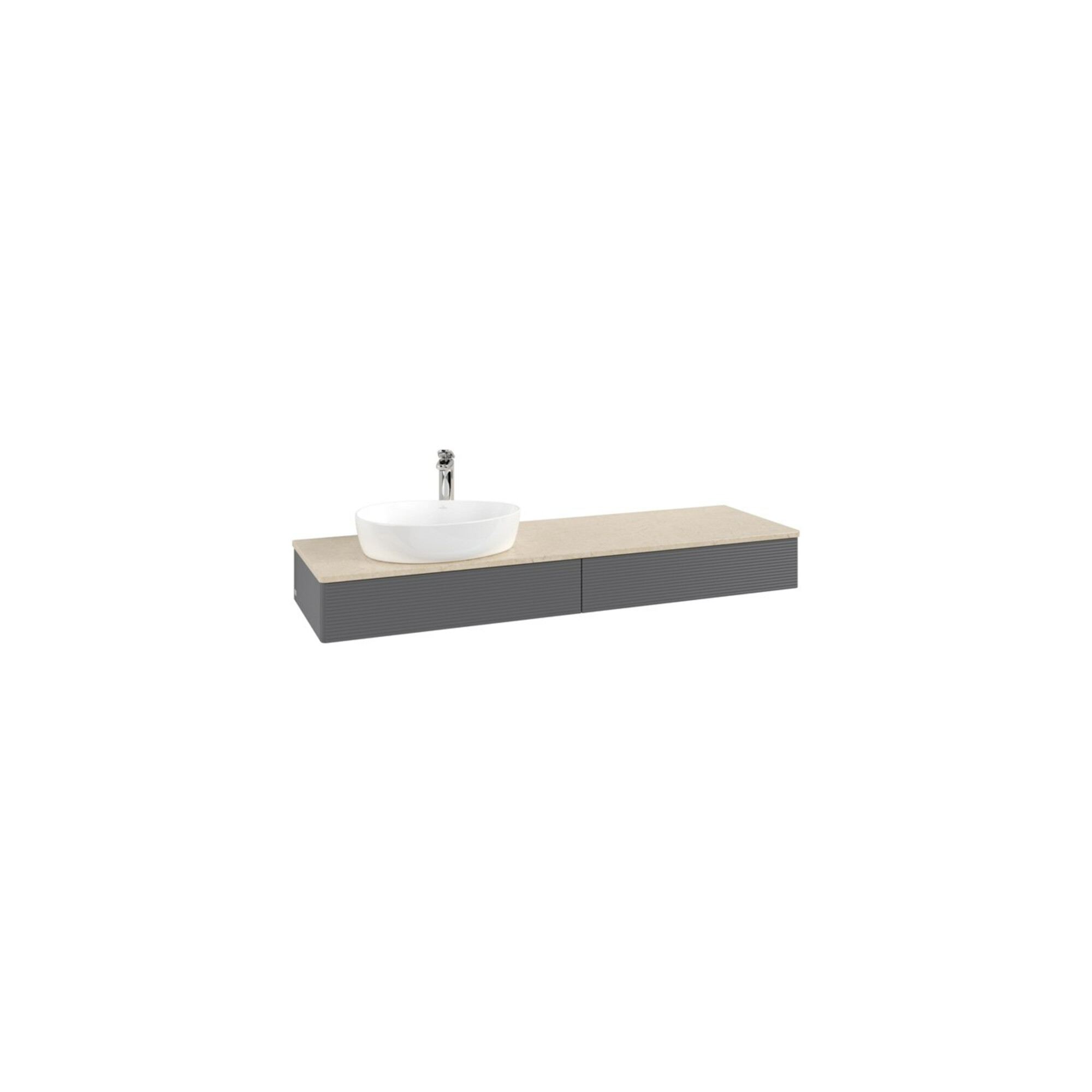 V&B Waschtischunterschrank mit Frontstruktur Antao 160x50cm, HL, WBP botti., Anthrac. m Lac ; Villeroy & Boch