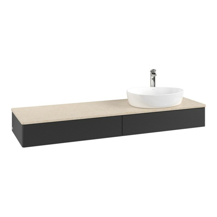 V&B Waschtischunterschrank mit Frontstruktur Antao 160x50cm, HL, WBP botti., bla m Lac