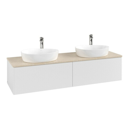 V&B Waschtischunterschrank mit Frontstruktur Antao 160x50cm, HL, WBP botti., glo wh. Lac