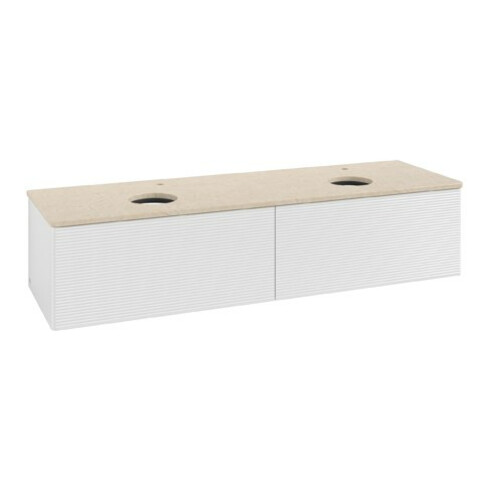 V&B Waschtischunterschrank mit Frontstruktur Antao 160x50cm, HL, WBP botti., glo wh. Lac