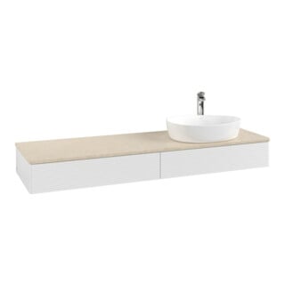 V&B Waschtischunterschrank mit Frontstruktur Antao 160x50cm, HL, WBP botti., glo wh. Lac