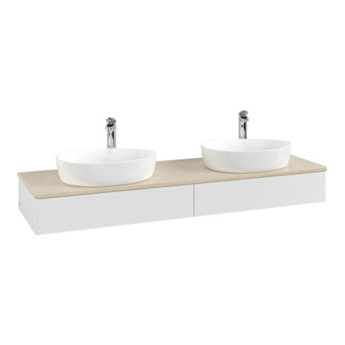 V&B Waschtischunterschrank mit Frontstruktur Antao 160x50cm, HL, WBP botti., glo wh. Lac