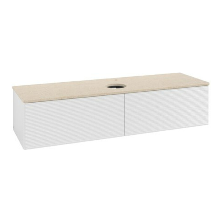 V&B Waschtischunterschrank mit Frontstruktur Antao 160x50cm, HL, WBP botti., glo wh. Lac