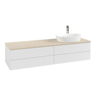 V&B Waschtischunterschrank mit Frontstruktur Antao 160x50cm, HL, WBP botti., glo wh. Lac
