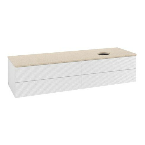 V&B Waschtischunterschrank mit Frontstruktur Antao 160x50cm, HL, WBP botti., glo wh. Lac