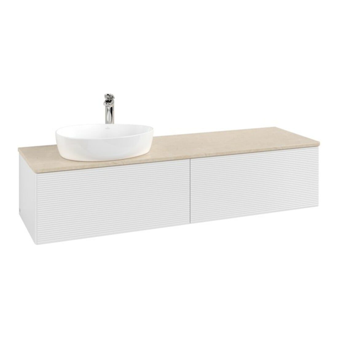 V&B Waschtischunterschrank mit Frontstruktur Antao 160x50cm, HL, WBP botti., glo wh. Lac