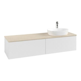 V&B Waschtischunterschrank mit Frontstruktur Antao 160x50cm, HL, WBP botti., glo wh. Lac