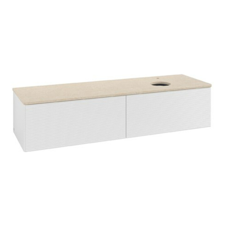 V&B Waschtischunterschrank mit Frontstruktur Antao 160x50cm, HL, WBP botti., glo wh. Lac