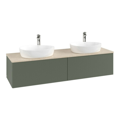 V&B Waschtischunterschrank mit Frontstruktur Antao 160x50cm, HL, WBP botti., lea gre. m Lac