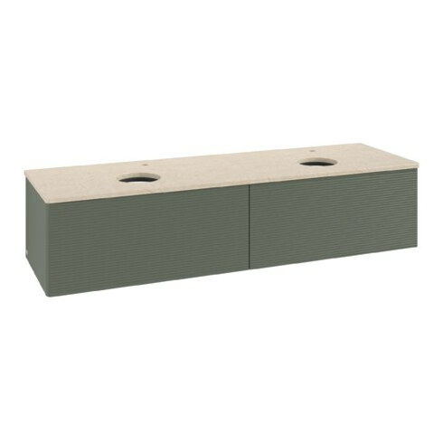 V&B Waschtischunterschrank mit Frontstruktur Antao 160x50cm, HL, WBP botti., lea gre. m Lac