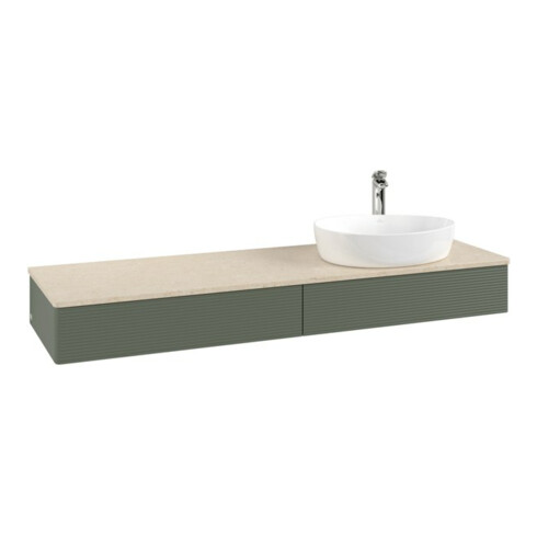 V&B Waschtischunterschrank mit Frontstruktur Antao 160x50cm, HL, WBP botti., lea gre. m Lac