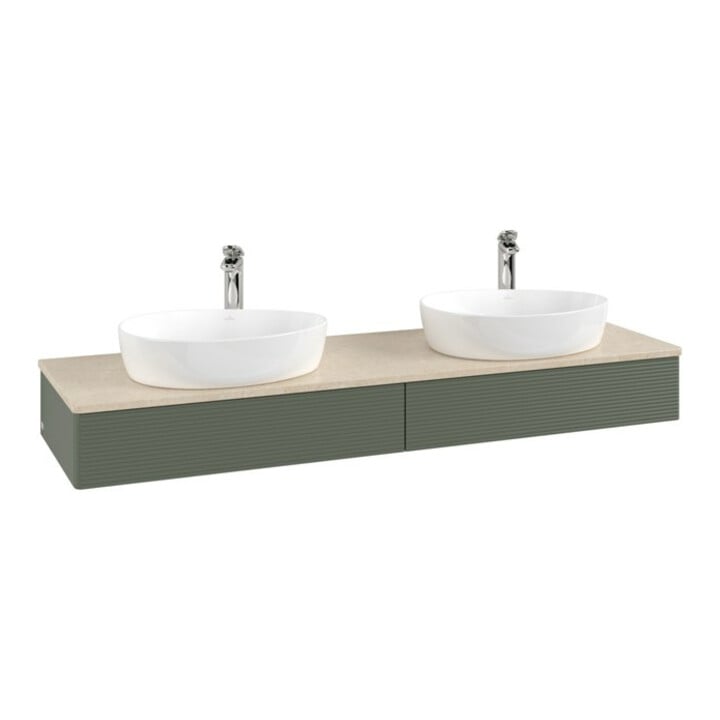 V&B Waschtischunterschrank mit Frontstruktur Antao 160x50cm, HL, WBP botti., lea gre. m Lac